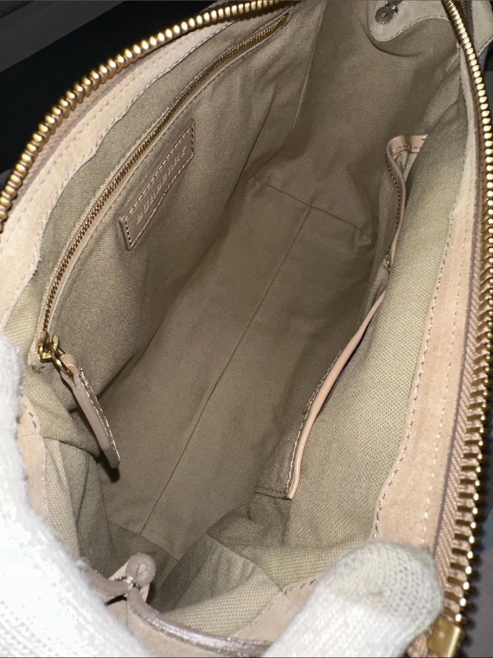 Burberry Beige/Tan Check Handbag with Gold Hardware